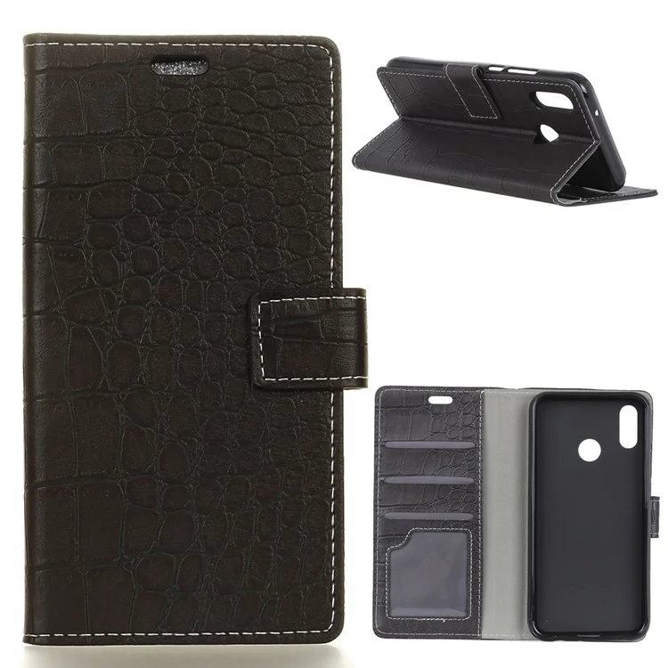 Crocodile Texture PU Leather Magnetic Stand Wallet Phone Case for Asus Zenfone Max (M1) ZB555KL - Black