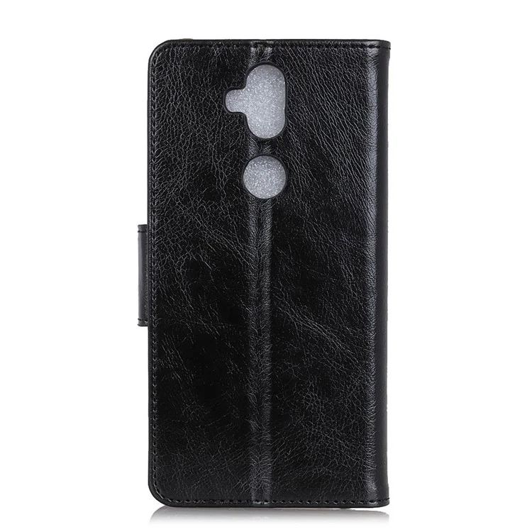 Textured Split Leather Wallet Flip Case for Asus Zenfone 5 Lite ZC600KL - Black