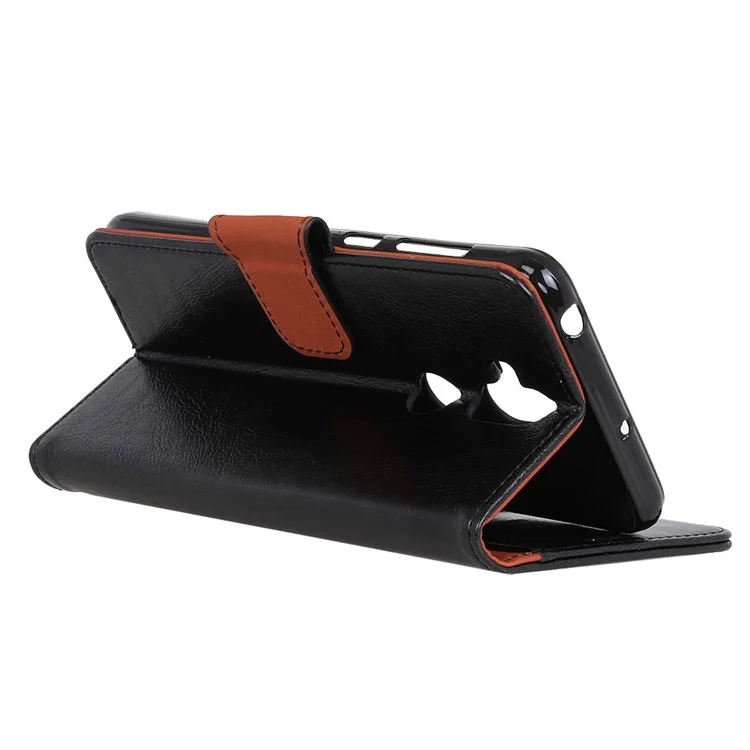 Textured Split Leather Wallet Flip Case for Asus Zenfone 5 Lite ZC600KL - Black