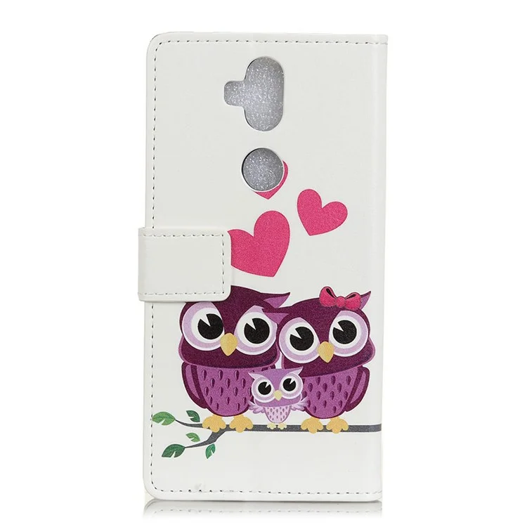Pattern Printing Stand Leather Wallet Cell Phone Case for Asus Zenfone 5 Lite ZC600KL - Sweet Owl Family