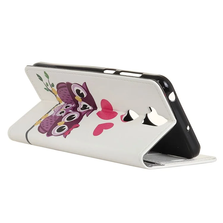 Pattern Printing Stand Leather Wallet Cell Phone Case for Asus Zenfone 5 Lite ZC600KL - Sweet Owl Family