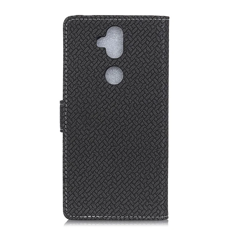 Woven Pattern Leather Wallet Case for Asus Zenfone 5 Lite ZC600KL - Black