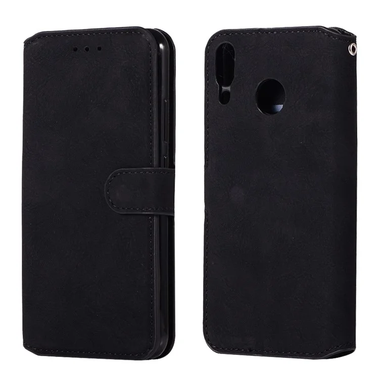 Premium Vintage PU Leather Stand Wallet Flip Phone Case for Asus Zenfone 5Z ZS620KL - Black