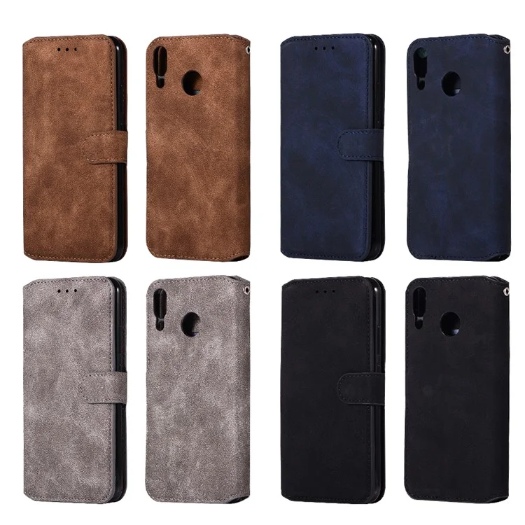 Premium Vintage PU Leather Stand Wallet Flip Phone Case for Asus Zenfone 5Z ZS620KL - Black