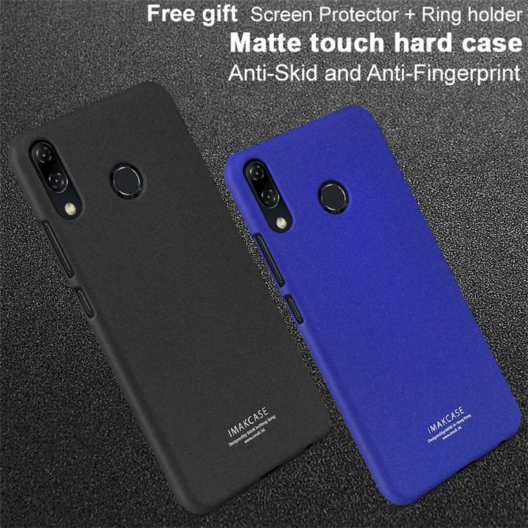 IMAK Ring Holder Kickstand Matte Hard Case + Screen Protector for Asus Zenfone 5Z ZS620KL / 5 ZE620KL - Black