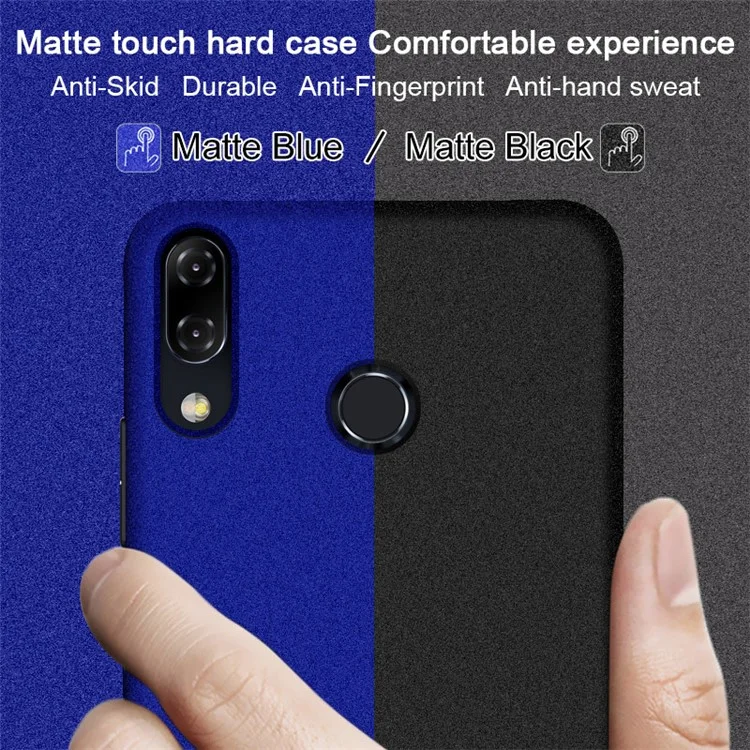 IMAK Ring Holder Kickstand Matte Hard Case + Screen Protector for Asus Zenfone 5Z ZS620KL / 5 ZE620KL - Black