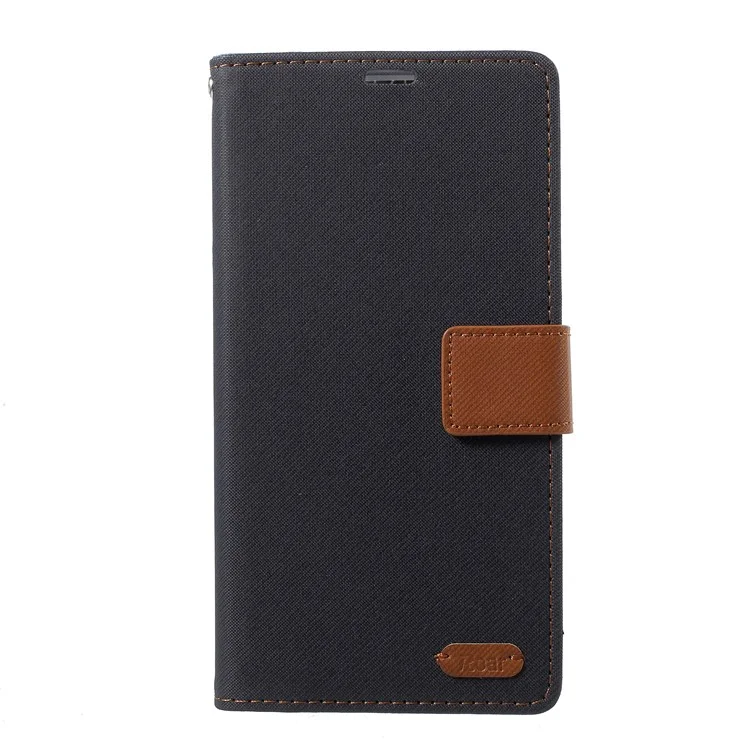 ROAR KOREA Twill Leather Wallet Case for Asus Zenfone 5 Lite ZC600KL - Black
