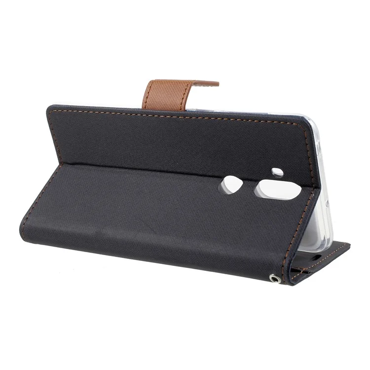 ROAR KOREA Twill Leather Wallet Case for Asus Zenfone 5 Lite ZC600KL - Black