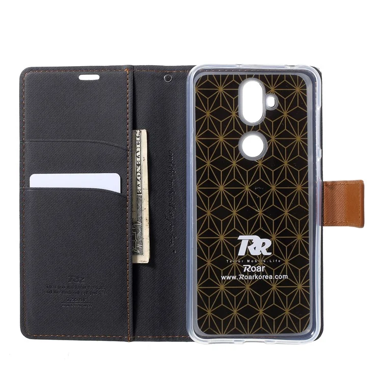 ROAR KOREA Twill Leather Wallet Case for Asus Zenfone 5 Lite ZC600KL - Black