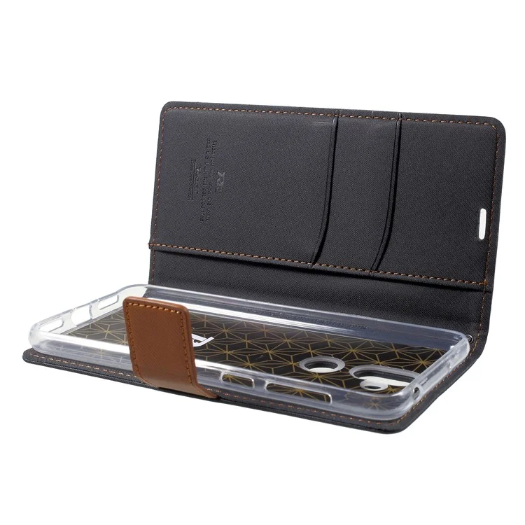 ROAR KOREA Twill Leather Wallet Case for Asus Zenfone 5 Lite ZC600KL - Black