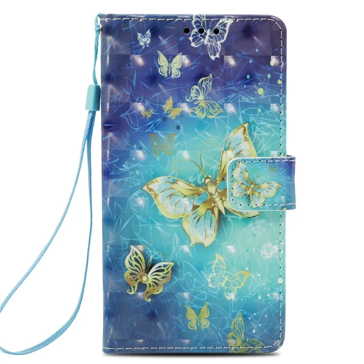 Patterned Light Spot Decor Stand Leather Wallet Case for Asus Zenfone 5 Lite ZC600KL - Gold Butterfly