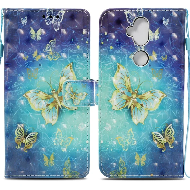 Patterned Light Spot Decor Stand Leather Wallet Case for Asus Zenfone 5 Lite ZC600KL - Gold Butterfly