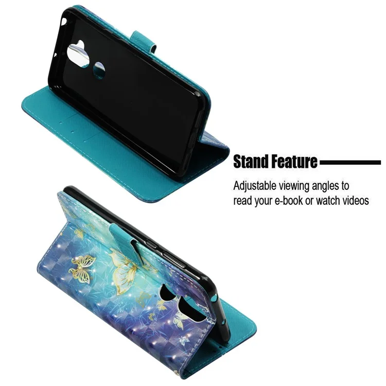 Patterned Light Spot Decor Stand Leather Wallet Case for Asus Zenfone 5 Lite ZC600KL - Gold Butterfly