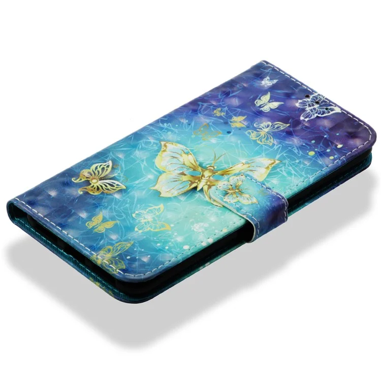Patterned Light Spot Decor Stand Leather Wallet Case for Asus Zenfone 5 Lite ZC600KL - Gold Butterfly