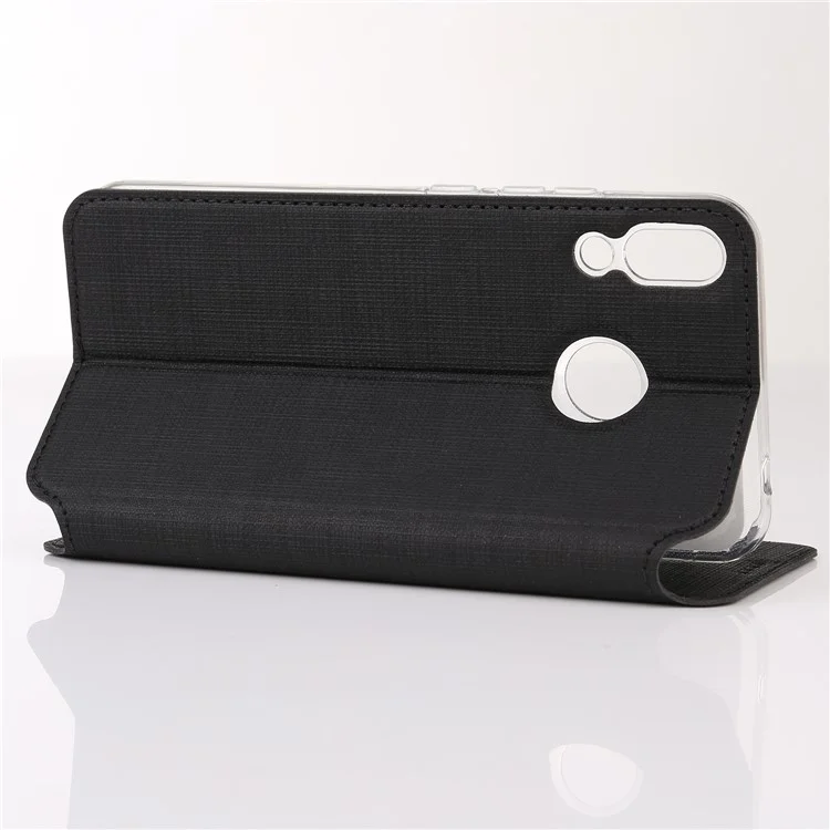 VILI DMX Cross Texture Card Holder Leather Stand Cover for Asus Zenfone 5Z ZS620KL/5 ZE620KL - Black