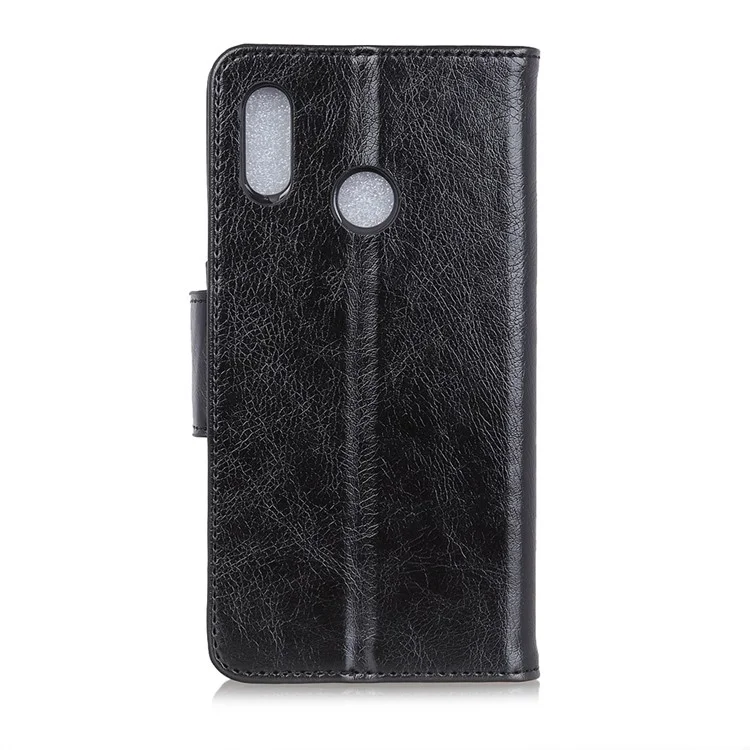Textured Split Leather Wallet Case for Asus Zenfone Max Pro (M1) ZB601KL / ZB602KL - Black