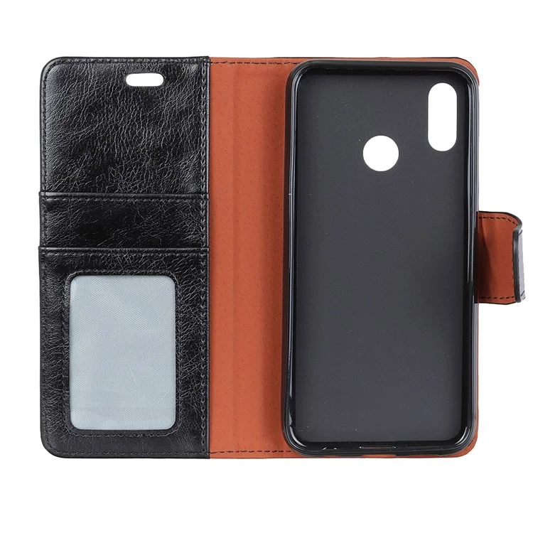 Textured Split Leather Wallet Case for Asus Zenfone Max Pro (M1) ZB601KL / ZB602KL - Black