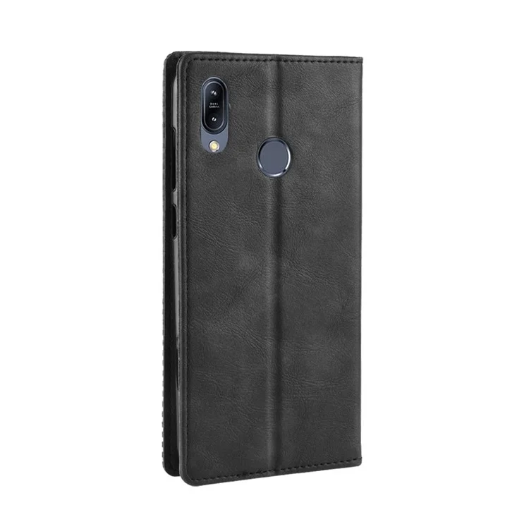 Vintage Style Wallet Leder Stand Cover Für Asus Zenfone Max (M2) ZB633KL - Schwarz