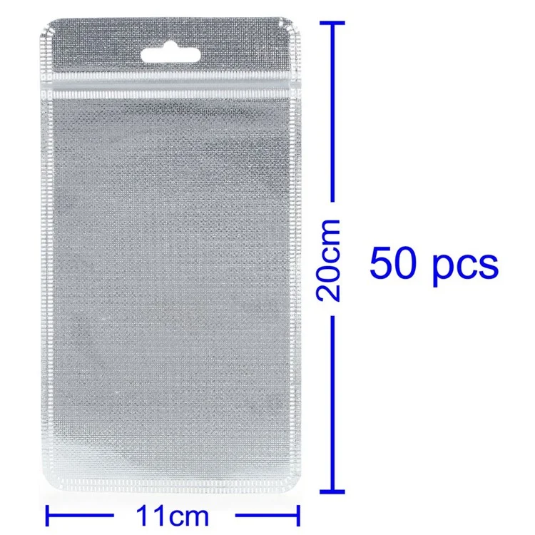 50Pcs/Lot Cloth and PET Packaging Bag for iPhone Case, Inner Size: 16 x 10cm - Silver Color