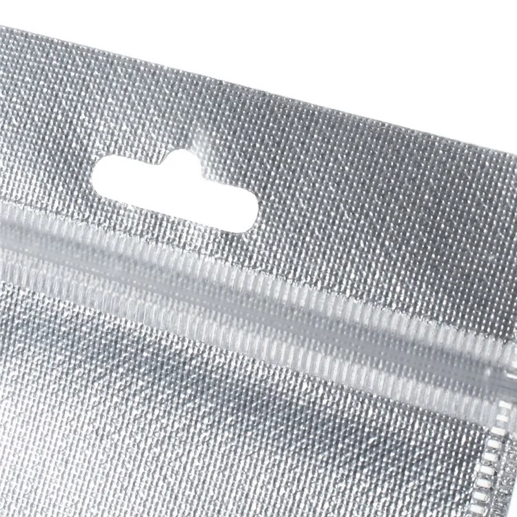 50Pcs/Lot Cloth and PET Packaging Bag for iPhone Case, Inner Size: 16 x 10cm - Silver Color