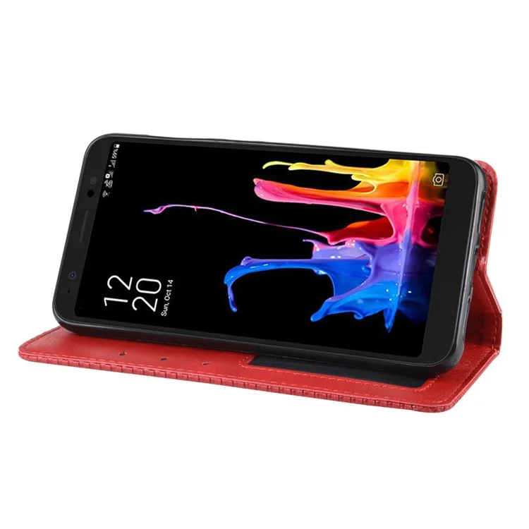 Vintage Style Leather Wallet Case for Asus ZenFone Live (L2) - Red
