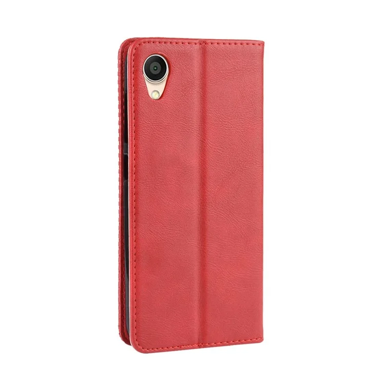 Vintage Style Leather Wallet Case for Asus ZenFone Live (L2) - Red