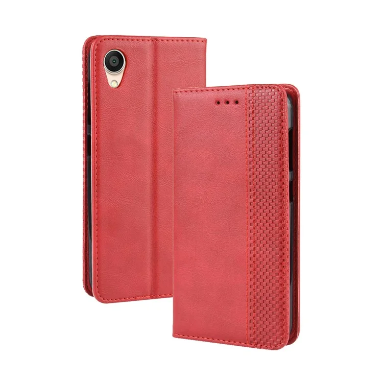 Vintage Style Leather Wallet Case for Asus ZenFone Live (L2) - Red