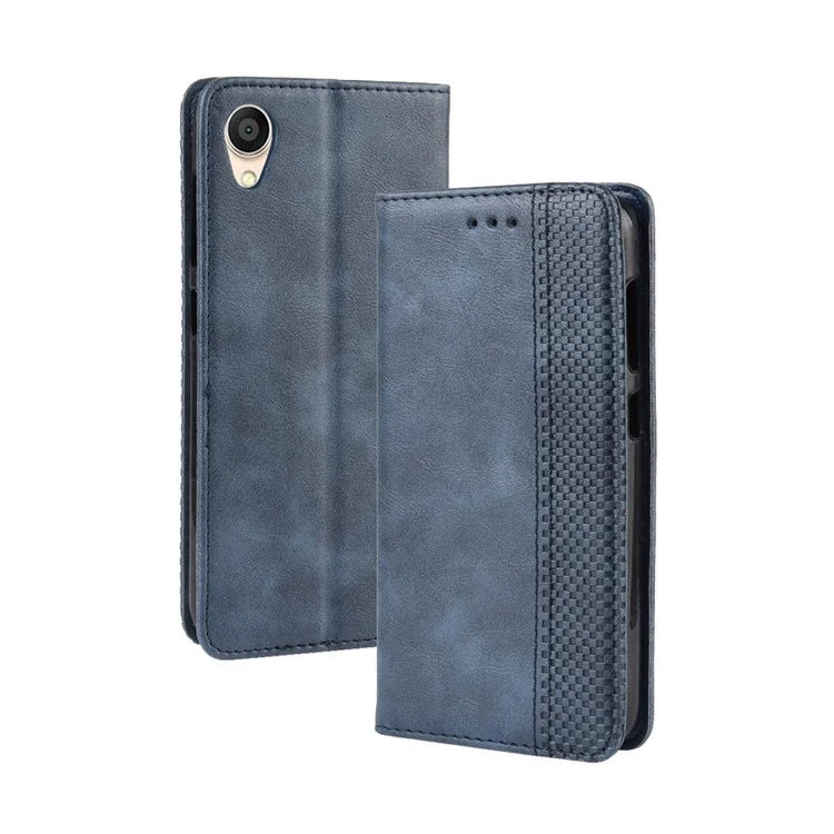 Vintage Style Leather Wallet Stand Case for Asus ZenFone Live (L1) ZA550KL - Blue