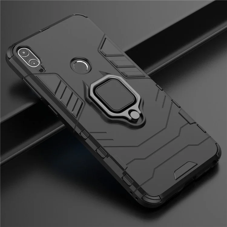 Cool Armor Guard Ring Holder Kickstand PC TPU Hybrid Cell Phone Case for Asus ZenFone Max Pro (M1) ZB602KL - Black