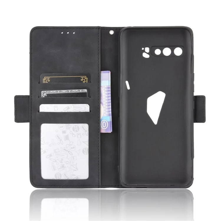 Wallet Stand Flip Leather Protective Case for Asus ROG Phone 3/ZS661KS/ROG Phone 3 Strix - Black