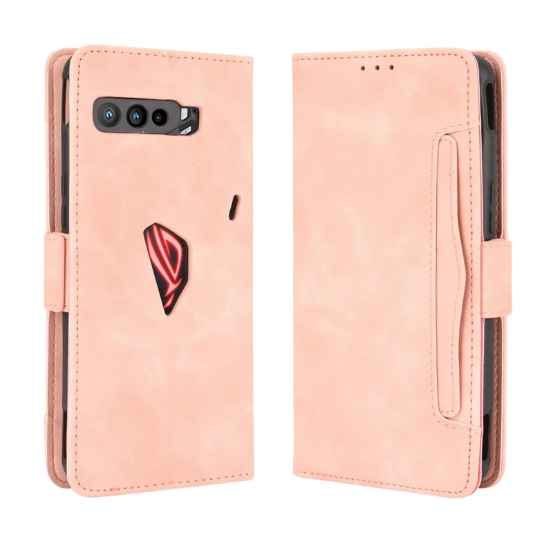 Wallet Stand Flip Læderbeskyttelsesdæksel til Asus ROG Phone 3/ZS661KS/ROG Phone 3 Strix - Pink