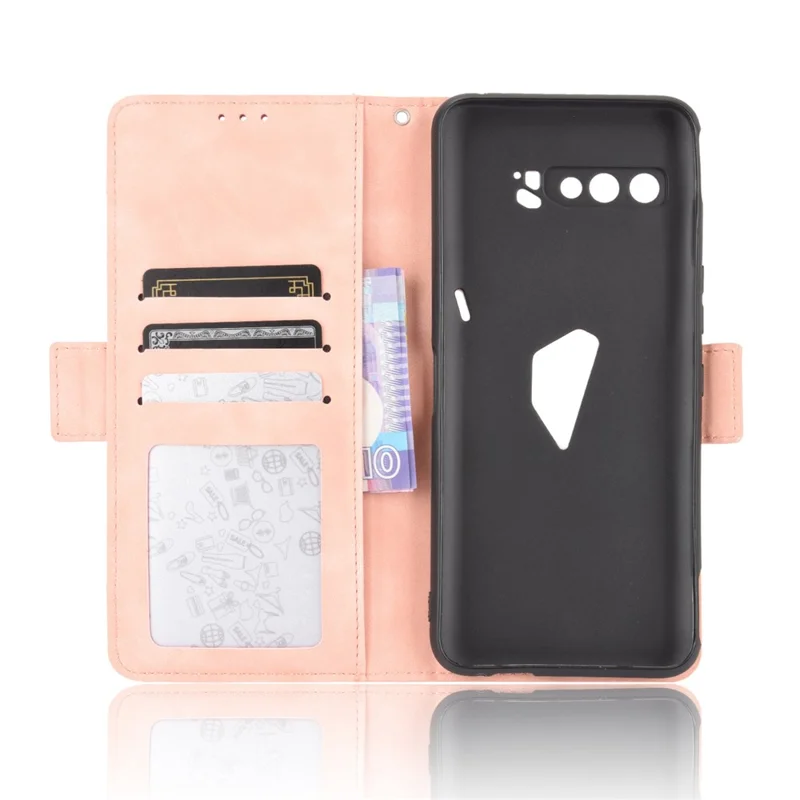 Wallet Stand Flip Læderbeskyttelsesdæksel til Asus ROG Phone 3/ZS661KS/ROG Phone 3 Strix - Pink