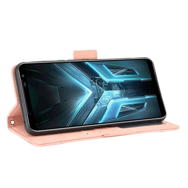 Wallet Stand Flip Læderbeskyttelsesdæksel til Asus ROG Phone 3/ZS661KS/ROG Phone 3 Strix - Pink