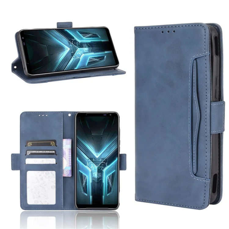 Wallet Stand Flip Leather Protective Case for Asus ROG Phone 3/ZS661KS/ROG Phone 3 Strix - Blue