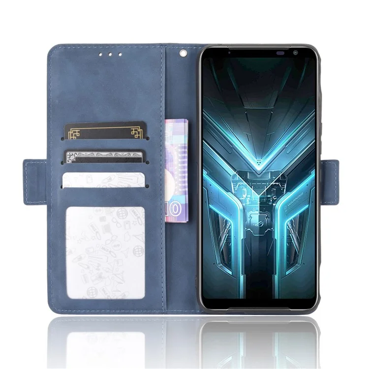 Wallet Stand Flip Leather Protective Case for Asus ROG Phone 3/ZS661KS/ROG Phone 3 Strix - Blue