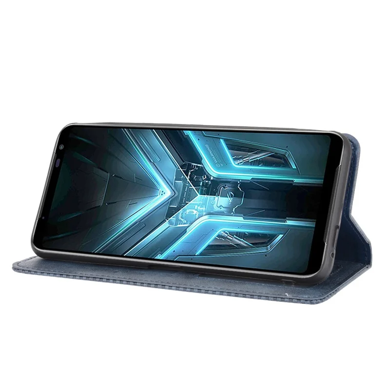 Stilfuld telefonbeskyttelse i retrodesign af læder til Asus ROG Phone 3/ZS661KS/ROG Phone 3 Strix - Blå