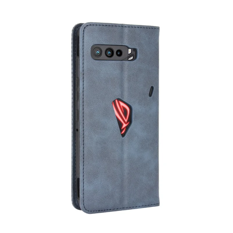 Stilfuld telefonbeskyttelse i retrodesign af læder til Asus ROG Phone 3/ZS661KS/ROG Phone 3 Strix - Blå