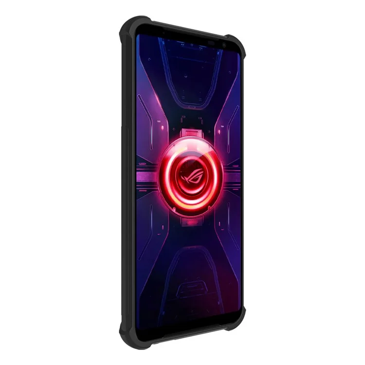 IMAK Funda TPU antichoque tipo airbag + Protector de pantalla para Asus ROG Phone 3 ZS661KS/Phone 3 Strix - Negro metálico 