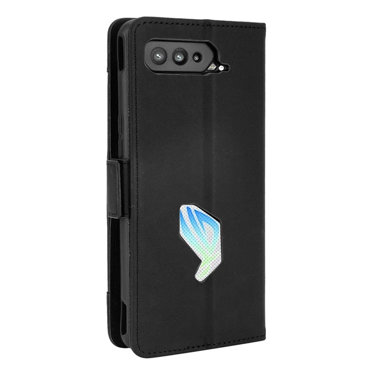 Leather Wallet Protective Case with Multiple Card Slots for Asus ROG Phone 5 - Black