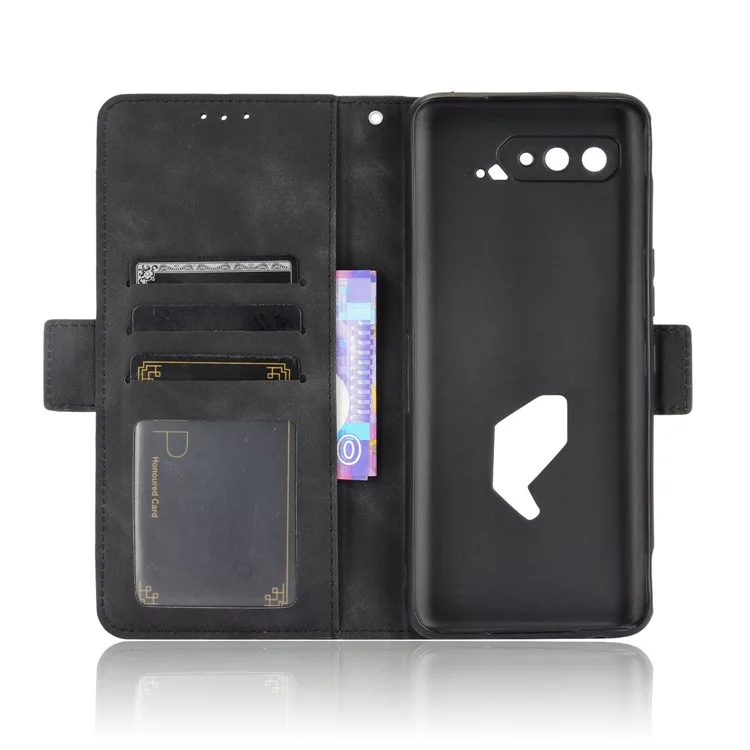 Étui de protection en cuir pour portefeuille avec plusieurs emplacements pour cartes pour Asus ROG Phone 5 - Noir