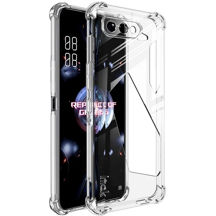 IMAK Well-Protected Flexible TPU Case with High Transparency Screen Protector for Asus ROG Phone 5/5 Pro/5 Ultimate - Transparent