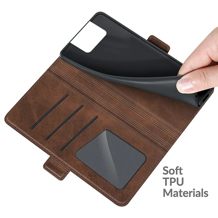 PU Leather Full Protection Wallet Cover Stand Case with Magnetic Double Clasp for Asus Zenfone 8 Flip - Coffee