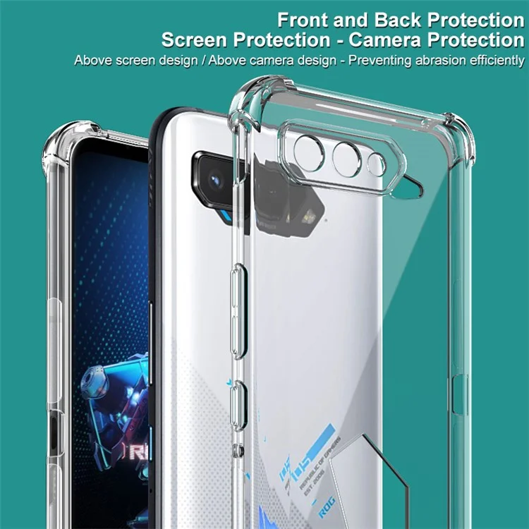 IMAK Capa Transparente à Prova de Choque Flexível TPU Airbag Anti-Queda com Película Protetora de Tela para Asus ROG Phone 5 / 5s - Transparente 