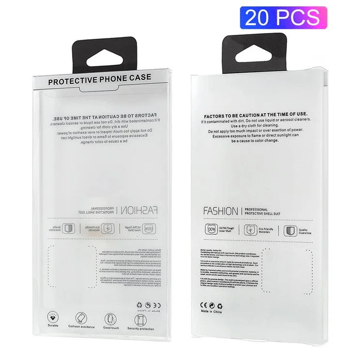 20 pièces/Ensemble de boîtes d'emballage en cuir PET pour téléphones portables de moins de 6,7 pouces, Taille : 18x9,6x1,85 cm