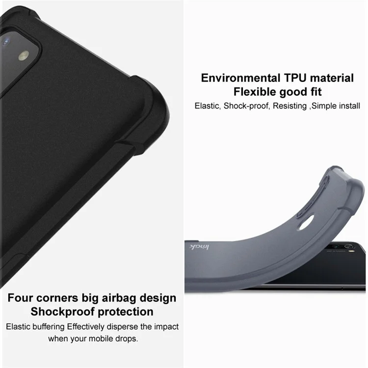 Étui de téléphone IMAK Four Corners Airbag Design Finition mate Texture de sable TPU avec protecteur d'écran pour Asus Zenfone 8 ZS590KS - Gris mat 