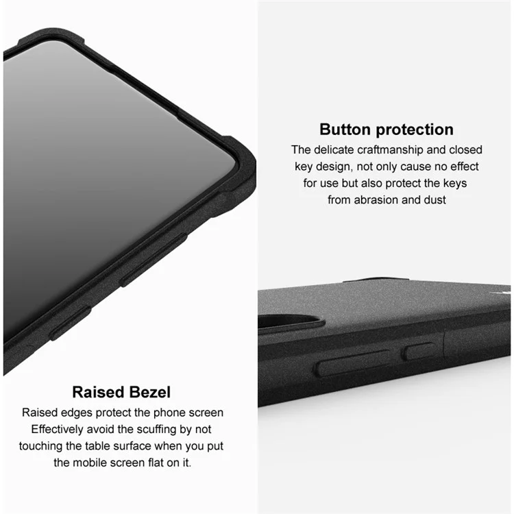 Étui de téléphone IMAK Four Corners Airbag Design Finition mate Texture de sable TPU avec protecteur d'écran pour Asus Zenfone 8 ZS590KS - Gris mat 