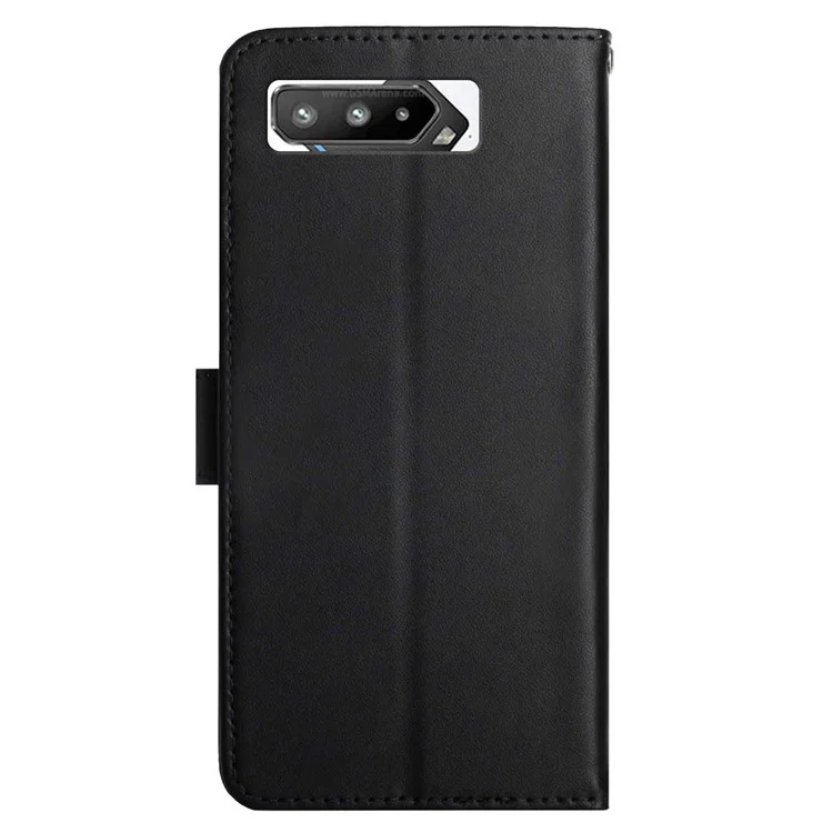 Nappa Texture En Cuir Véritable Couverture Folio Tapis De Téléphone Shell Porte-monnaie Pour Asus Rog Téléphone 5 - Le Noir