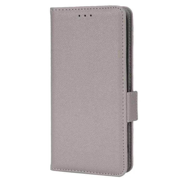 Para Asus Zenfone 8 ZS590KS / Zenfone 8Z Funda de teléfono de cuero con textura de litchi PU Funda protectora de cuero Cartera con soporte - Gris