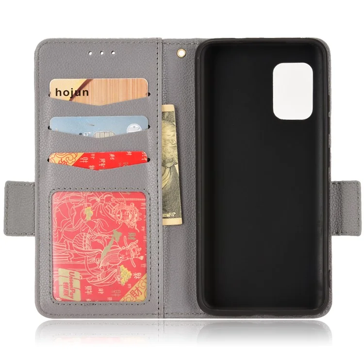 Para Asus Zenfone 8 ZS590KS / Zenfone 8Z Funda de teléfono de cuero con textura de litchi PU Funda protectora de cuero Cartera con soporte - Gris