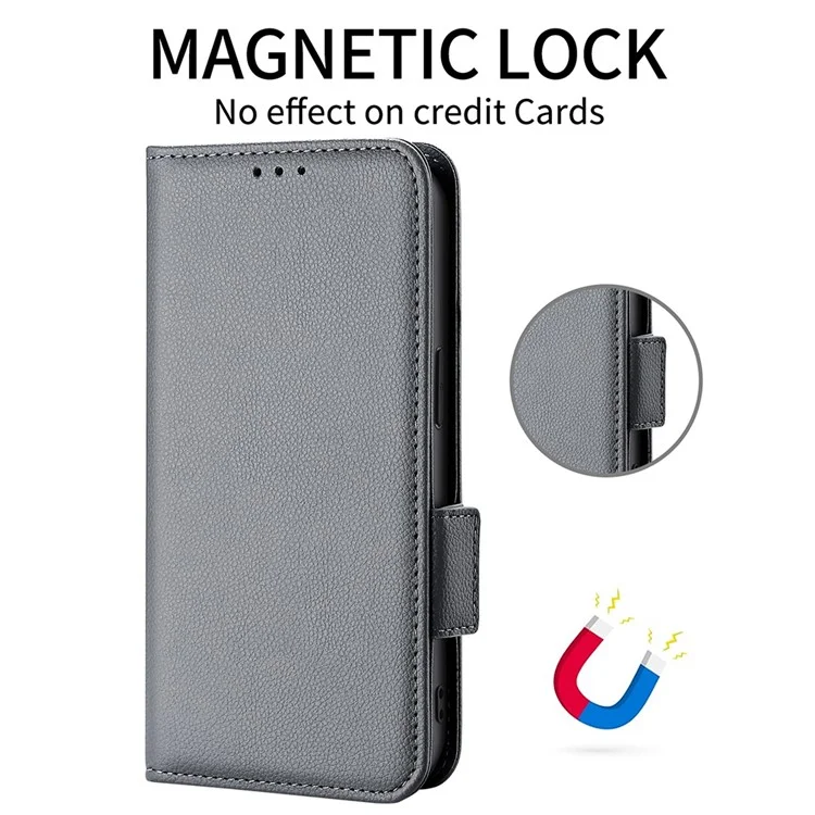 Para Asus Zenfone 8 ZS590KS / Zenfone 8Z Funda de teléfono de cuero con textura de litchi PU Funda protectora de cuero Cartera con soporte - Gris